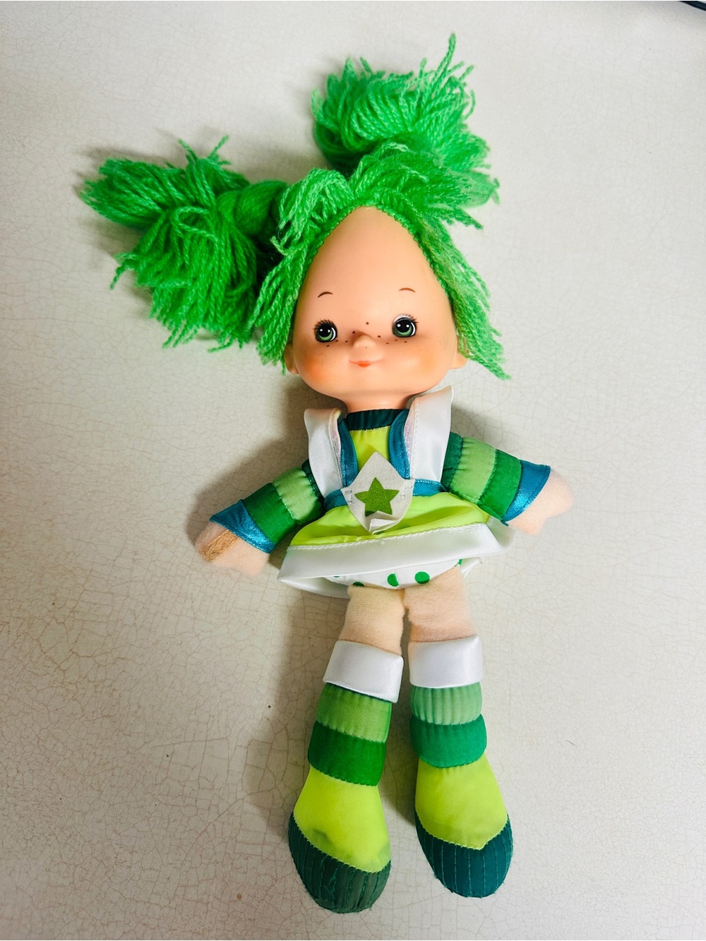 Rainbow Brite 1983 Green Star-Stripes Plush Kids Doll